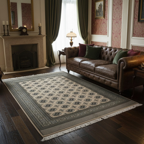 【美品】パキスタン製/絨毯/155x95 パキスタン絨毯 ファインクオリティ 約77cm x 115cm｜SATHI RUGS