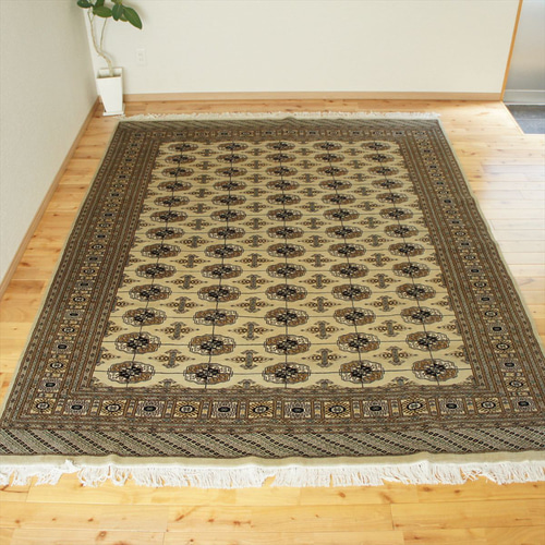 パキスタン絨毯 ハイクオリティ 252x205cm 手織り ボハラ柄