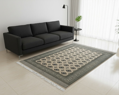 パキスタン絨毯 ハイクオリティ 252x205cm 手織り ボハラ柄 カーペット