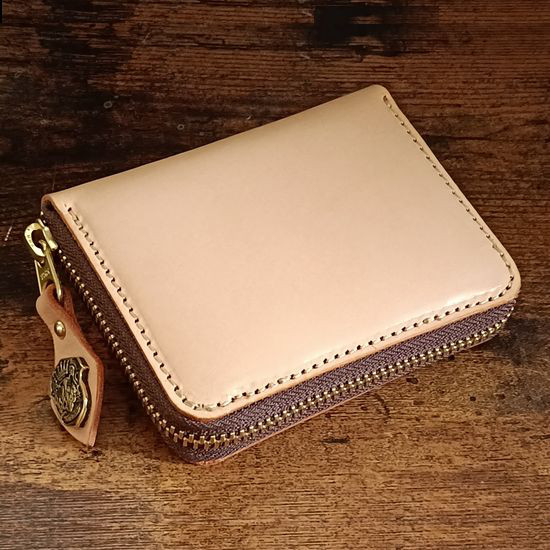 ステッチカラー変更可 本革 ミニ財布 コンパクト財布 ラウンドジップ ミニウォレット