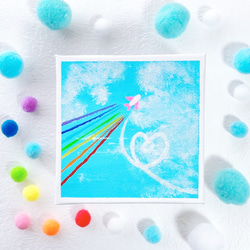 15cm】抽象画 ハート レジン キャンバスアート 原画 カラフル 色の力