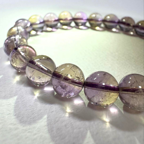 アメトリン】紫と黄金の透明グラデーション 天然石 ブレスレット