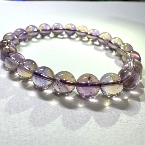 アメトリン】紫と黄金の透明グラデーション 天然石 ブレスレット