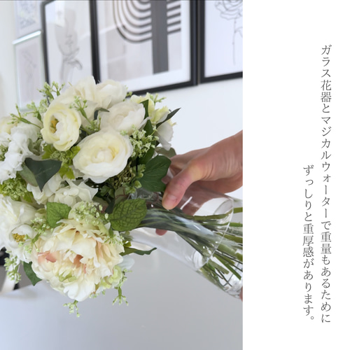 造花 仏花 白バラアレンジ 仏花 お供え花 造花 白薔薇 アレンジ 仏花