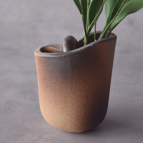 ◇粘土のお花◇ ホオズキ（鬼灯）【花瓶 信楽焼】・・・H1253 アート