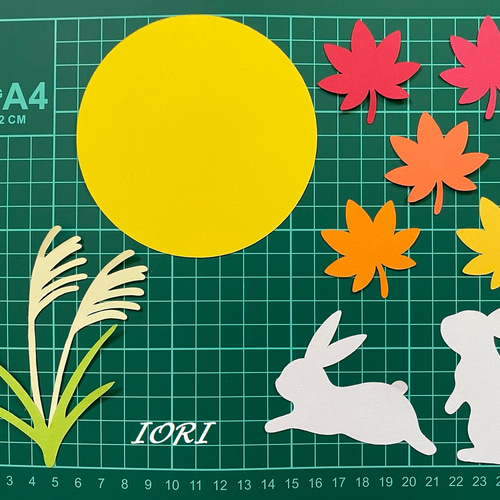 壁面飾り】秋 9月 お月見 うさぎ ススキ もみじ 雑貨・その他 IORI