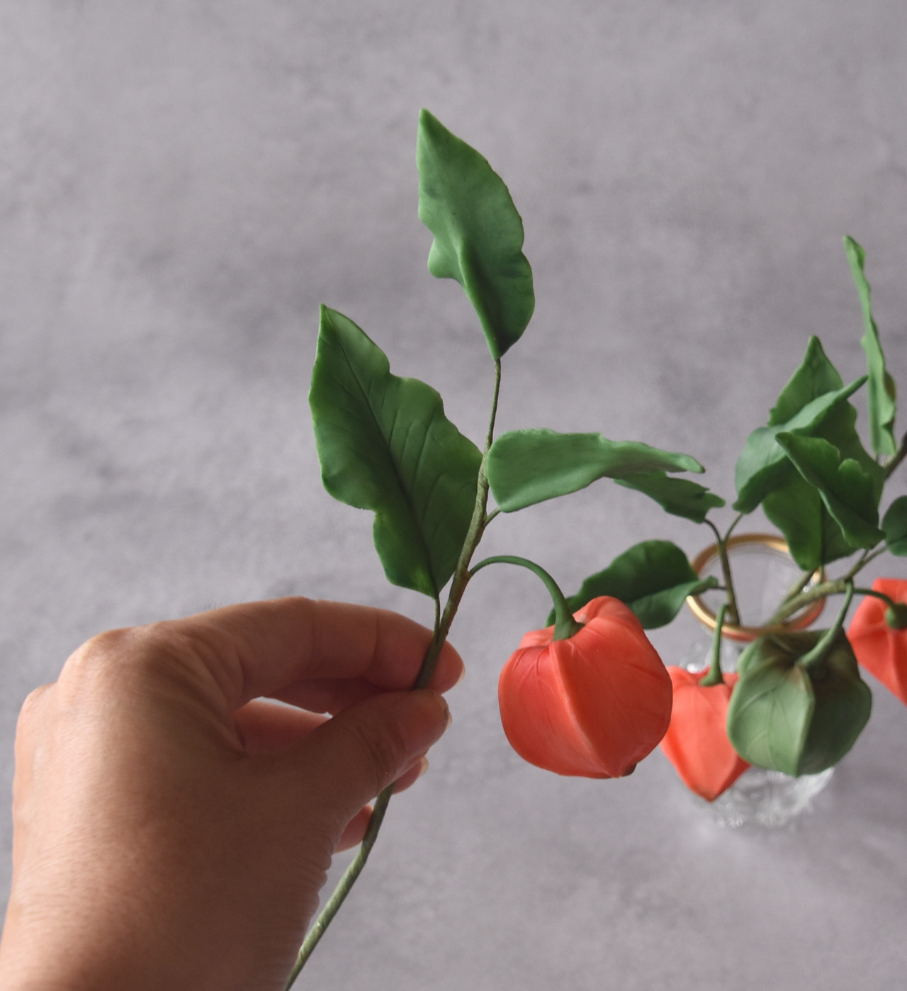 ◆粘土のお花◆　ホオズキ（鬼灯）・・・H1255