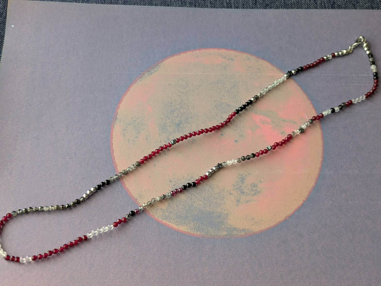 火星　天然石のネックレス　シンプル　惑星　一点物