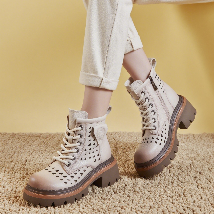 新作！｜黒・白|2色展開｜ハイカットカットアウト厚底牛革靴