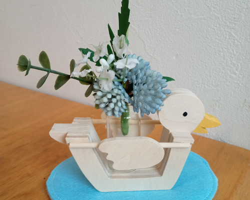 アヒルの花瓶置き（小） 小瓶 草花 造花 プレゼント 散歩 こども 誕生