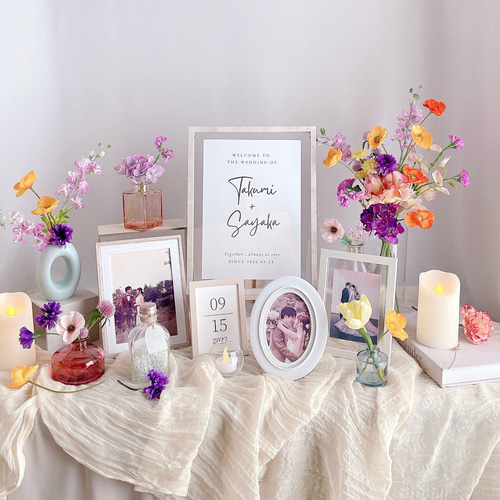 紫　結婚式　ウェルカムスペース造花 紫 結婚式 ウェルカムスペース造花 現役ウエディングプランナーのイチ