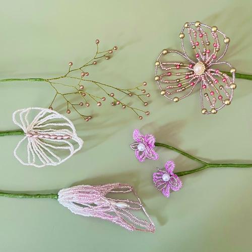 ビーズフラワー ブーケ（ピンク/ホワイト） アートフラワー FLOWACCA