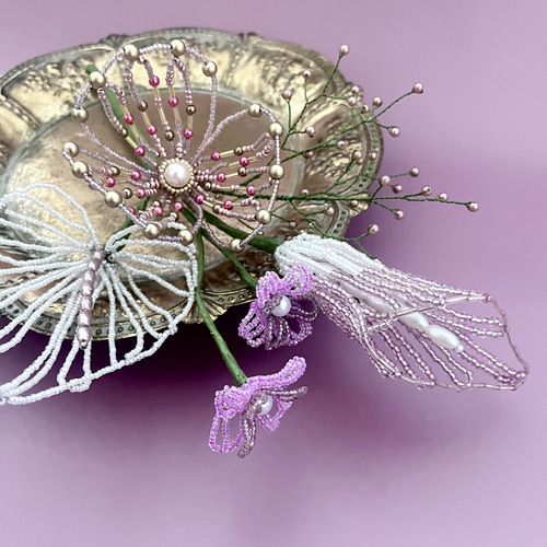 ビーズフラワー ブーケ（ピンク/ホワイト） アートフラワー FLOWACCA