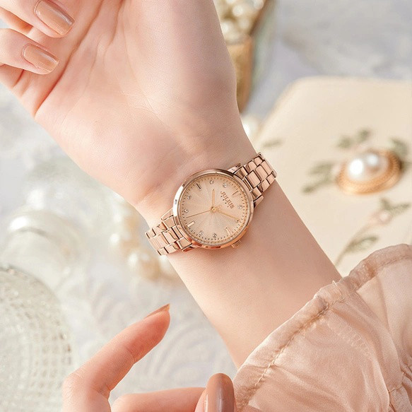 #高級感#旅行#小人数#贈り物#韓国版ジルコンの優雅な正規品婦人時計鋼帯防水学生石英気質時計