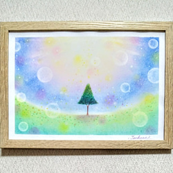 パステル画（原画）夕暮れの月星。 Amazon.co.jp: パステルアート 星降る七夕の夜空 パステル画原画