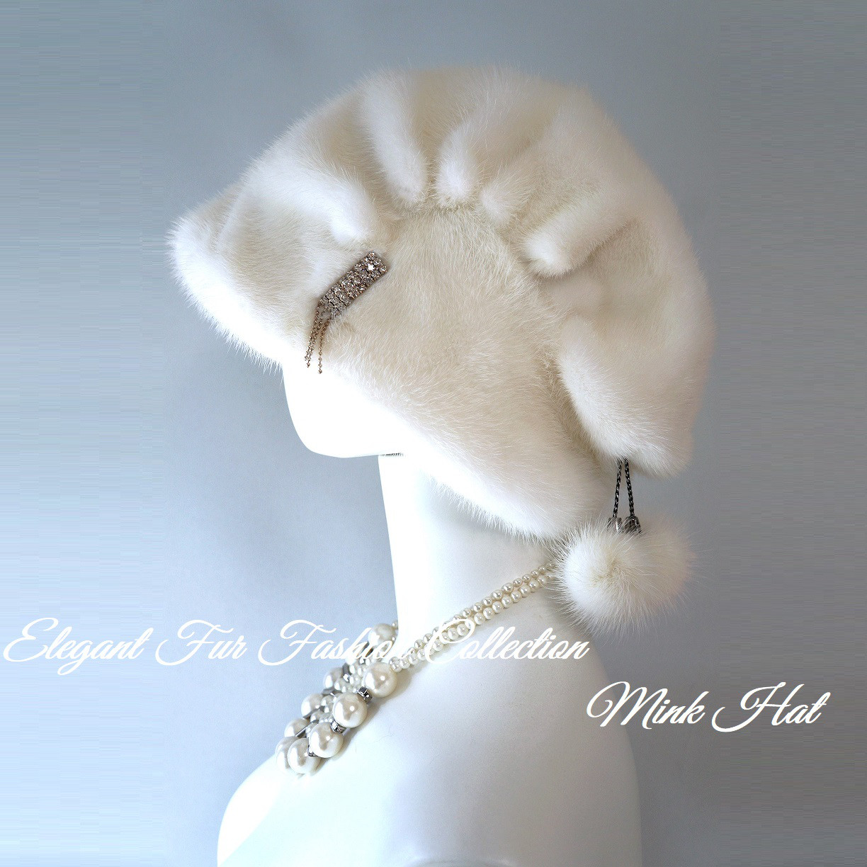 気品を美しく纏う"大人"を彩る名品☆素敵なパールホワイトミンク帽子 リアルファー帽子 耳の保護 冬用 暖か 毛皮帽子