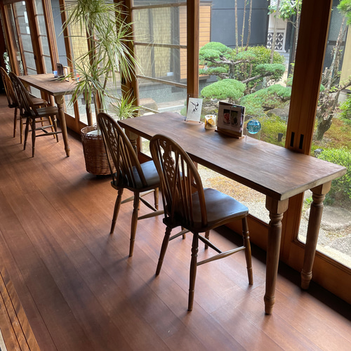 w1200ろくろ足ヒノキ天板 奥行約50㎝から60㎝カウンターテーブル