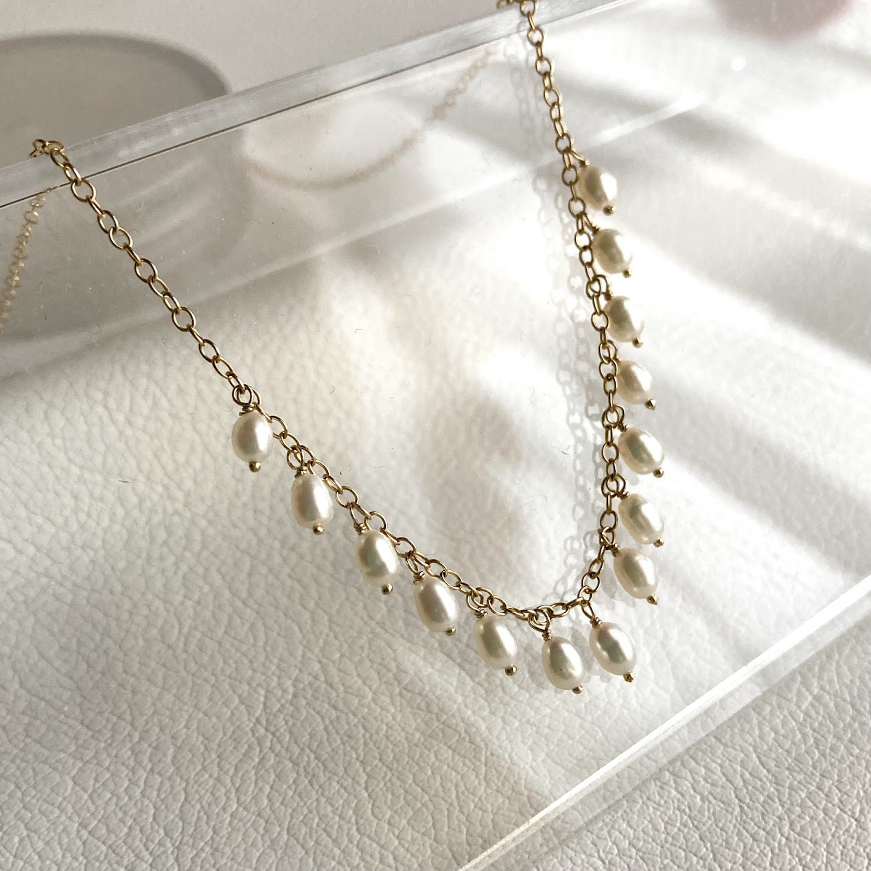 ～淡水の霧雨～淡水真珠のフリンジネックレス