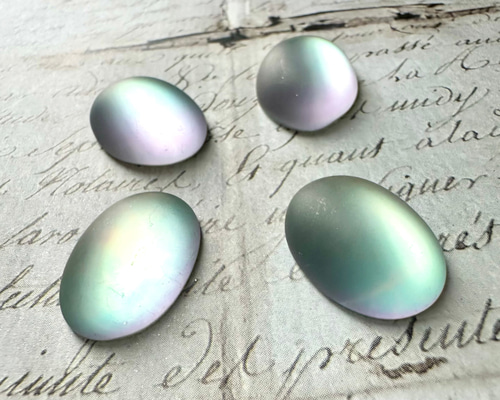 1個 19570s 西ドイツ ヴィンテージガラス 18×13mm オーバル フロスト