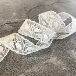 ラスト【再販】5.2m チュールリボンレース 蕾柄 両耳スカラップ 日本製 lace-No,113-5.2 4枚目の画像