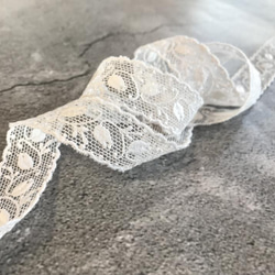 ラスト【再販】5.2m チュールリボンレース 蕾柄 両耳スカラップ 日本製 lace-No,113-5.2 8枚目の画像