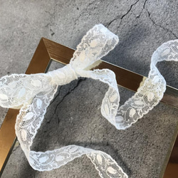 ラスト【再販】5.2m チュールリボンレース 蕾柄 両耳スカラップ 日本製 lace-No,113-5.2 6枚目の画像