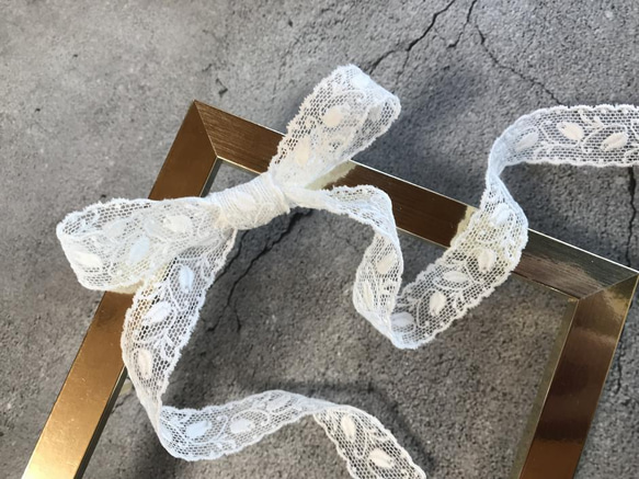 ラスト【再販】5.2m チュールリボンレース 蕾柄 両耳スカラップ 日本製 lace-No,113-5.2 6枚目の画像