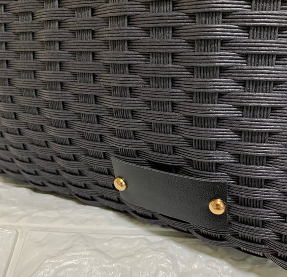 新作♬︎♡バンブーハンドルがオシャレ シンプル 大人可愛いブラックのカゴバッグ お出かけお買い物 浴衣 お着物にも♡ 9枚目の画像