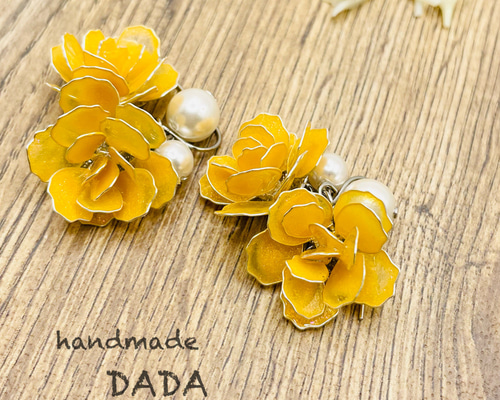 夏バラピアス イエロー ピアス（フック・チェーン） DADA ー駄々ー