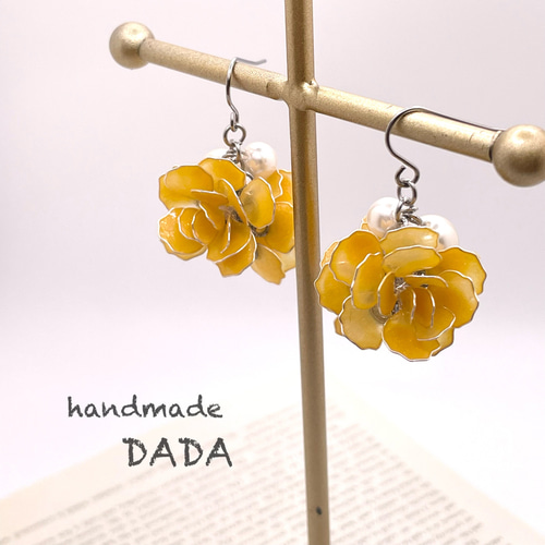 夏バラピアス イエロー ピアス（フック・チェーン） DADA ー駄々ー