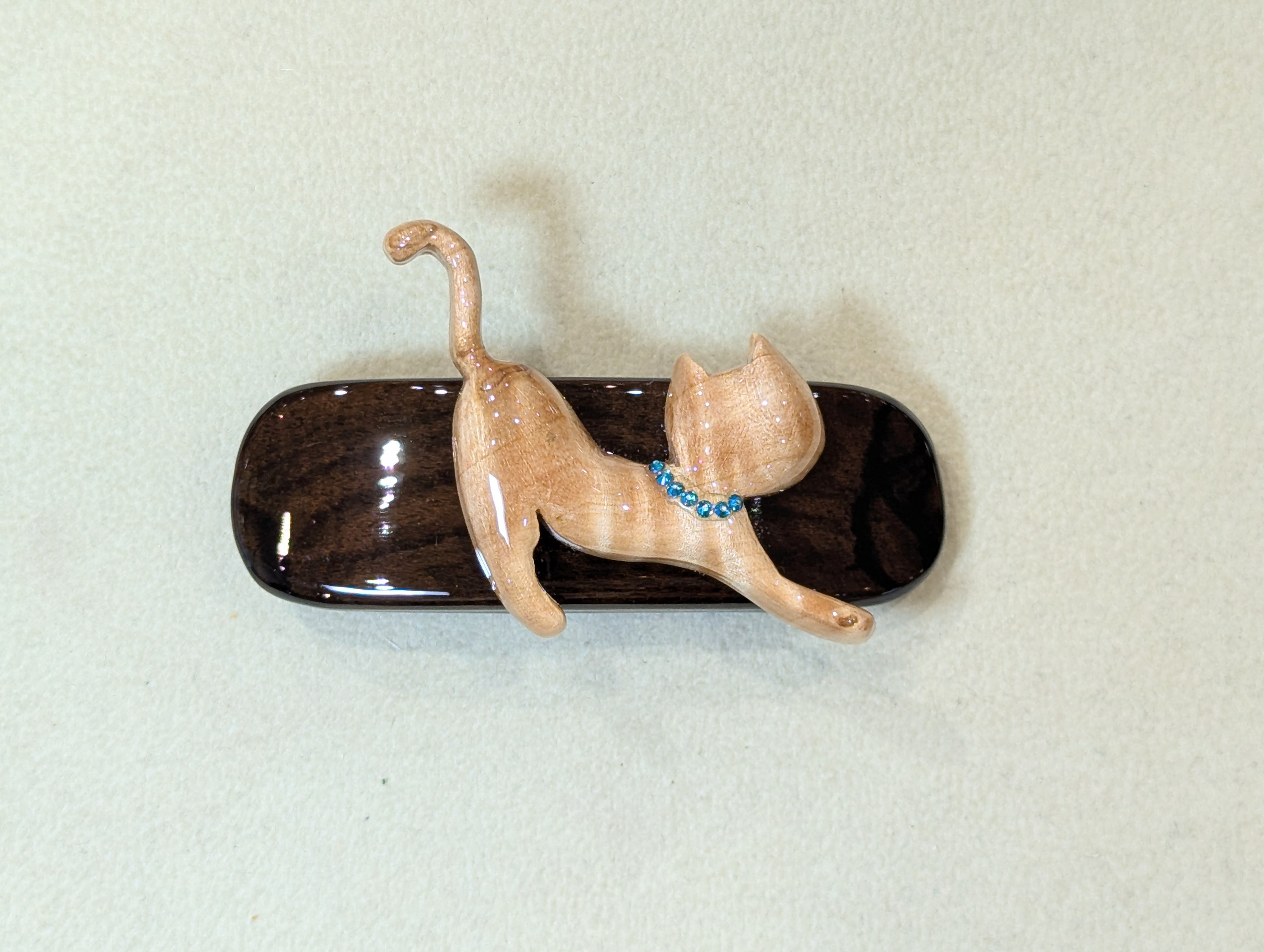 木製　バレッタ　(ねこ)