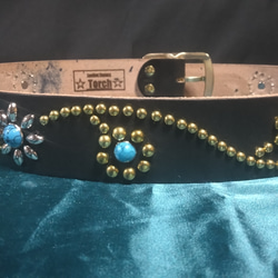 昭南ベンズレザー　ツタ&フラワースタッズベルト　ブラス&ニッケル 昭南ベンズツタ＆フラワースタッズベルト ブラック その他