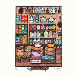多色刷り木版画（一部ゴム版）　食料貯蔵庫pantry　 7枚目の画像