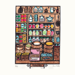 多色刷り木版画（一部ゴム版）　食料貯蔵庫pantry　 9枚目の画像