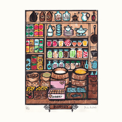多色刷り木版画（一部ゴム版）　食料貯蔵庫pantry　 8枚目の画像