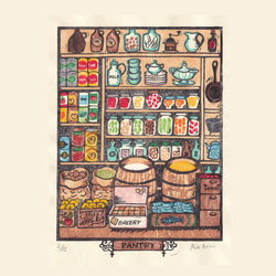 多色刷り木版画（一部ゴム版）　食料貯蔵庫pantry　 5枚目の画像