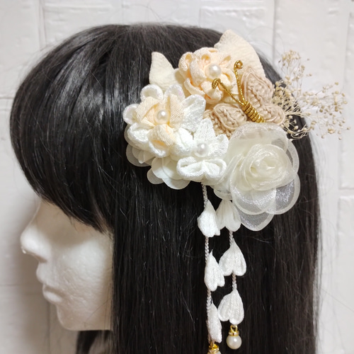 髪飾り 髪飾りアイボリー 浴衣髪飾り 浴衣ヘアアクセサリー 成人式髪 