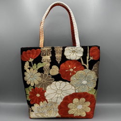 帯　桜　金　バッグ　リメイク　ハンドメイド 帯リメイクバッグ 桜さくら Mサイズ 和装バッグ 帯バッグ トート