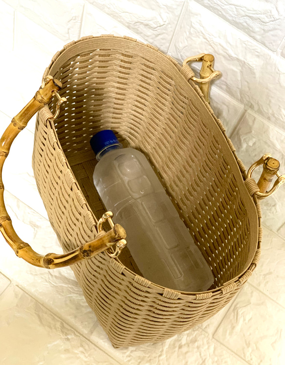 新作♬︎♡バンブーハンドルがオシャレ シンプル カゴバッグ お出かけ 浴衣 お着物にも使い易いサイズ♬︎♡ 17枚目の画像