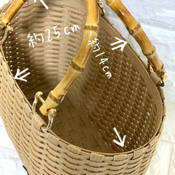 新作♬︎♡バンブーハンドルがオシャレ シンプル カゴバッグ お出かけ 浴衣 お着物にも使い易いサイズ♬︎♡ 18枚目の画像