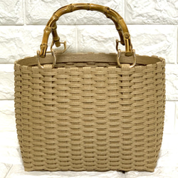 新作♬︎♡バンブーハンドルがオシャレ シンプル カゴバッグ お出かけ 浴衣 お着物にも使い易いサイズ♬︎♡ 7枚目の画像