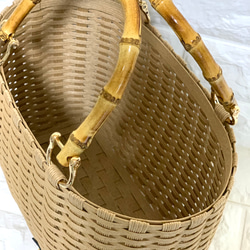 新作♬︎♡バンブーハンドルがオシャレ シンプル カゴバッグ お出かけ 浴衣 お着物にも使い易いサイズ♬︎♡ 16枚目の画像