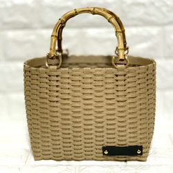 新作♬︎♡バンブーハンドルがオシャレ シンプル カゴバッグ お出かけ 浴衣 お着物にも使い易いサイズ♬︎♡ 5枚目の画像