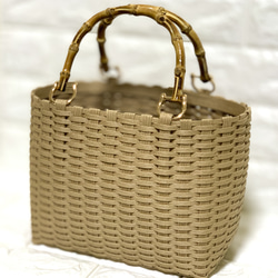 新作♬︎♡バンブーハンドルがオシャレ シンプル カゴバッグ お出かけ 浴衣 お着物にも使い易いサイズ♬︎♡ 9枚目の画像