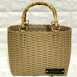 新作♬︎♡バンブーハンドルがオシャレ シンプル カゴバッグ お出かけ 浴衣 お着物にも使い易いサイズ♬︎♡ 6枚目の画像