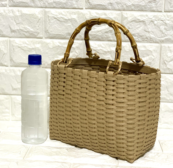 新作♬︎♡バンブーハンドルがオシャレ シンプル カゴバッグ お出かけ 浴衣 お着物にも使い易いサイズ♬︎♡ 15枚目の画像