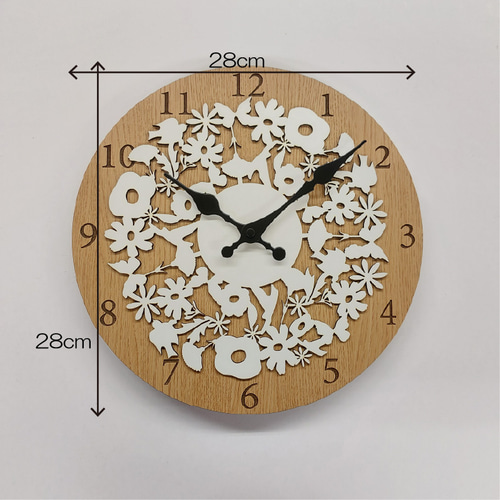 北欧風 立体的な森の鳥や花柄木製掛け時計 静音タイプ 鳥 インテリア 北欧