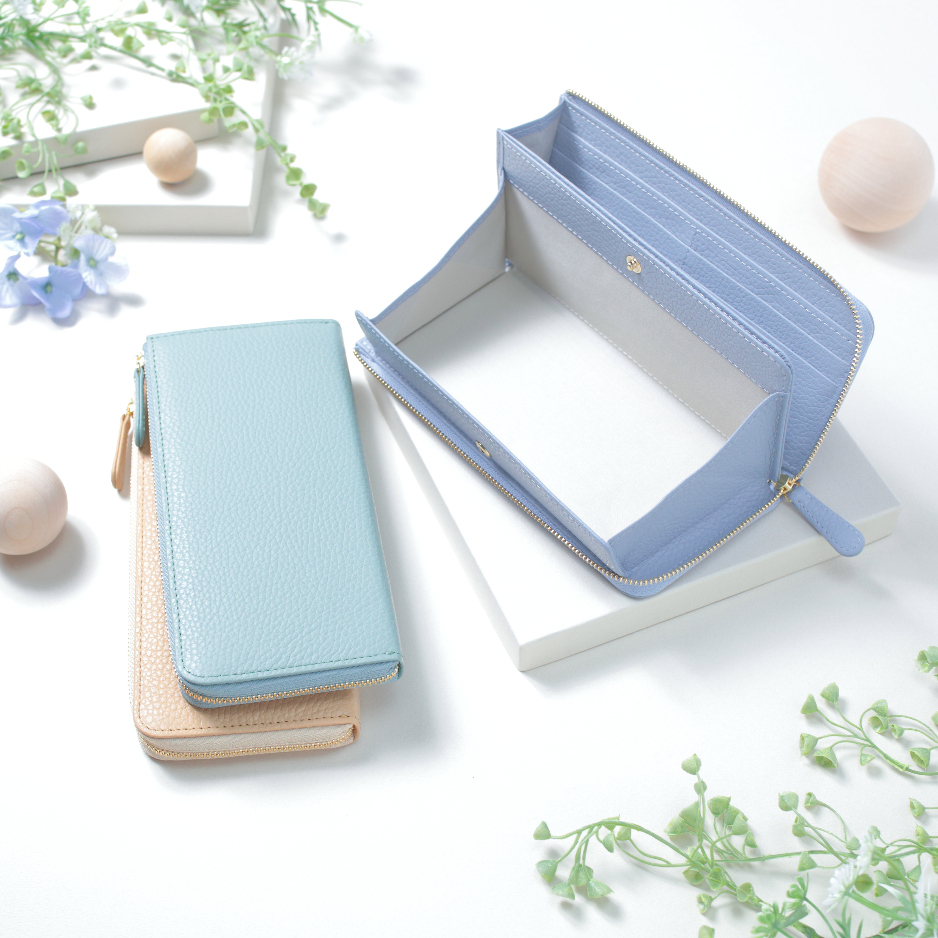 大きな小銭入れのL字ファスナー長財布 イタリアンレザー【ニュアンスカラー】 16,060円