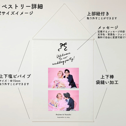 色フォント文字変更無料!】結婚式 写真タペストリー ウェディング