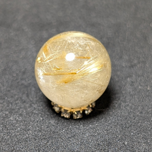 一点物 【豪快な太金針】ゴールドタイチンルチル 10ミリ 1粒売り お守り石 独特な表情が見られる ゴールド タイチンルチル 13ミリ 金針入り水晶 1